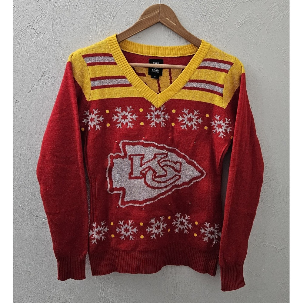NFL Kansas City Chiefs Football Sweater Size Small‎ (S) Lights Up Battery Pack